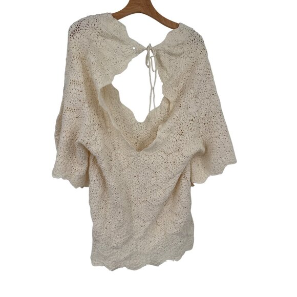 wet Crochet boho Beach Cover-Up Dress top Macadamia size Large y2k new $168 - Picture 2 of 6